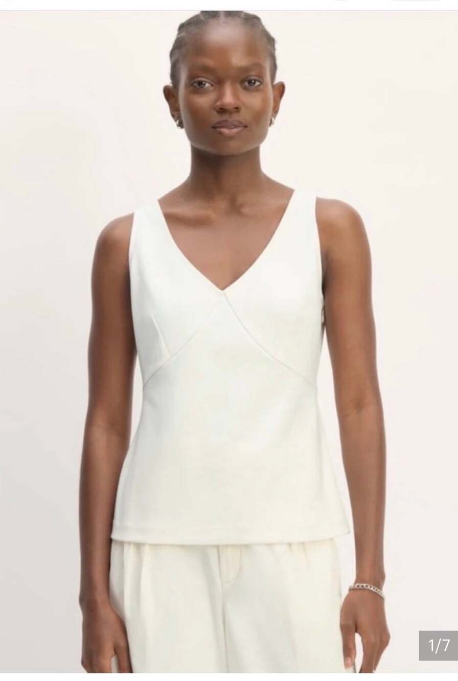 Everlane Dream V Neck Sleeveless Top Bone S